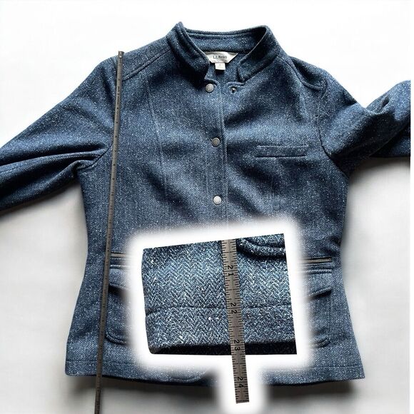 Vintage LL Bean Stonington Herringbone Tweed Jacket Womens Size M Elbow Patch - Picture 6 of 10